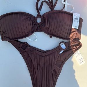 Aerie new brown bikini top and bottom